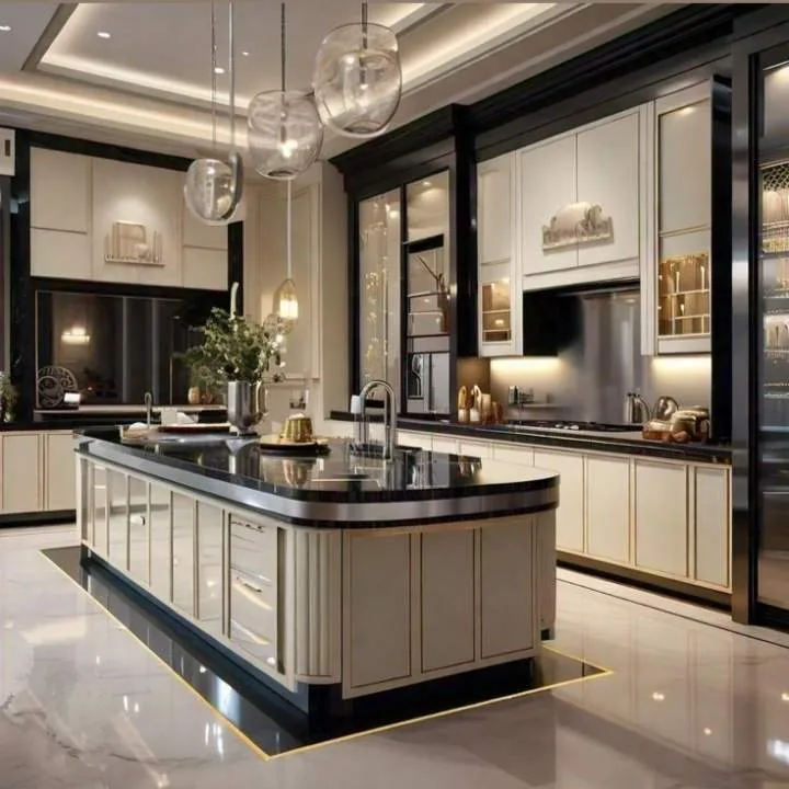 طراحی آشپزخانه ال شکل به سبک کلاسیک
