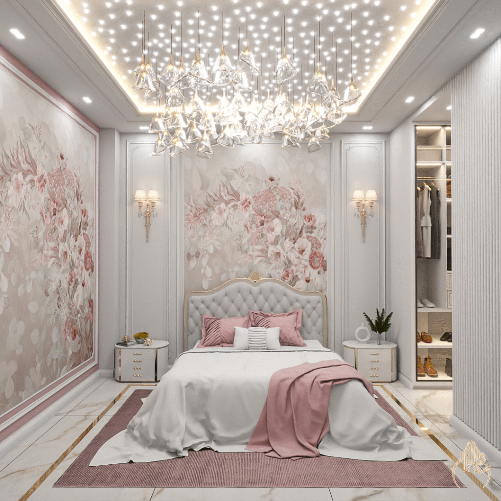 طراحی دیزاین اتاق مستر کلاسیک و کلازت روم