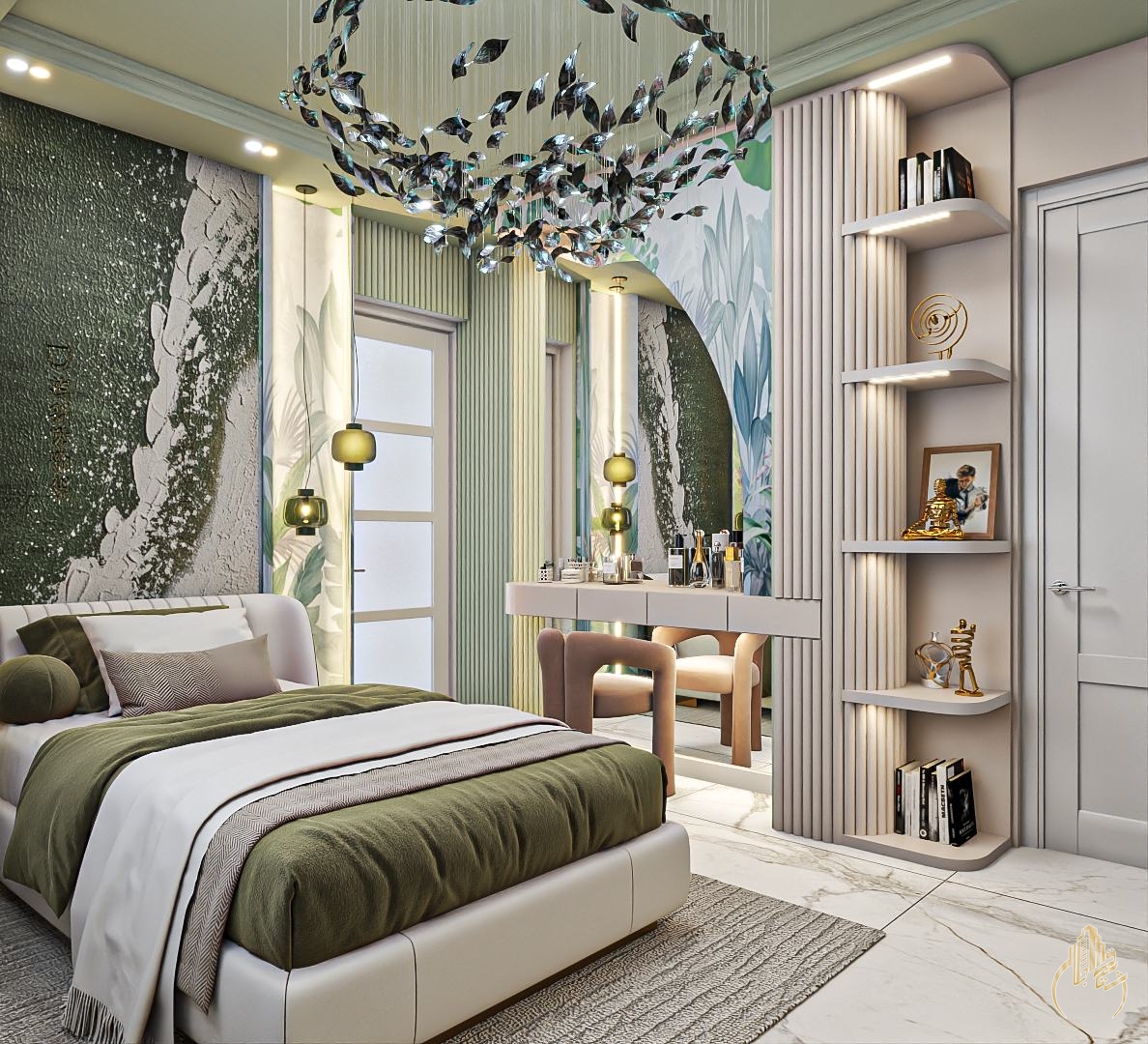 طراحی فضای اتاق خواب دخترانه آرامبخش