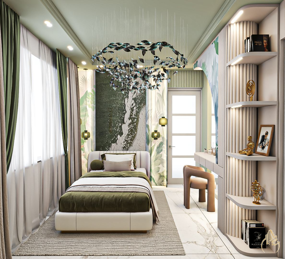 طراحی فضای اتاق خواب دخترانه آرامبخش