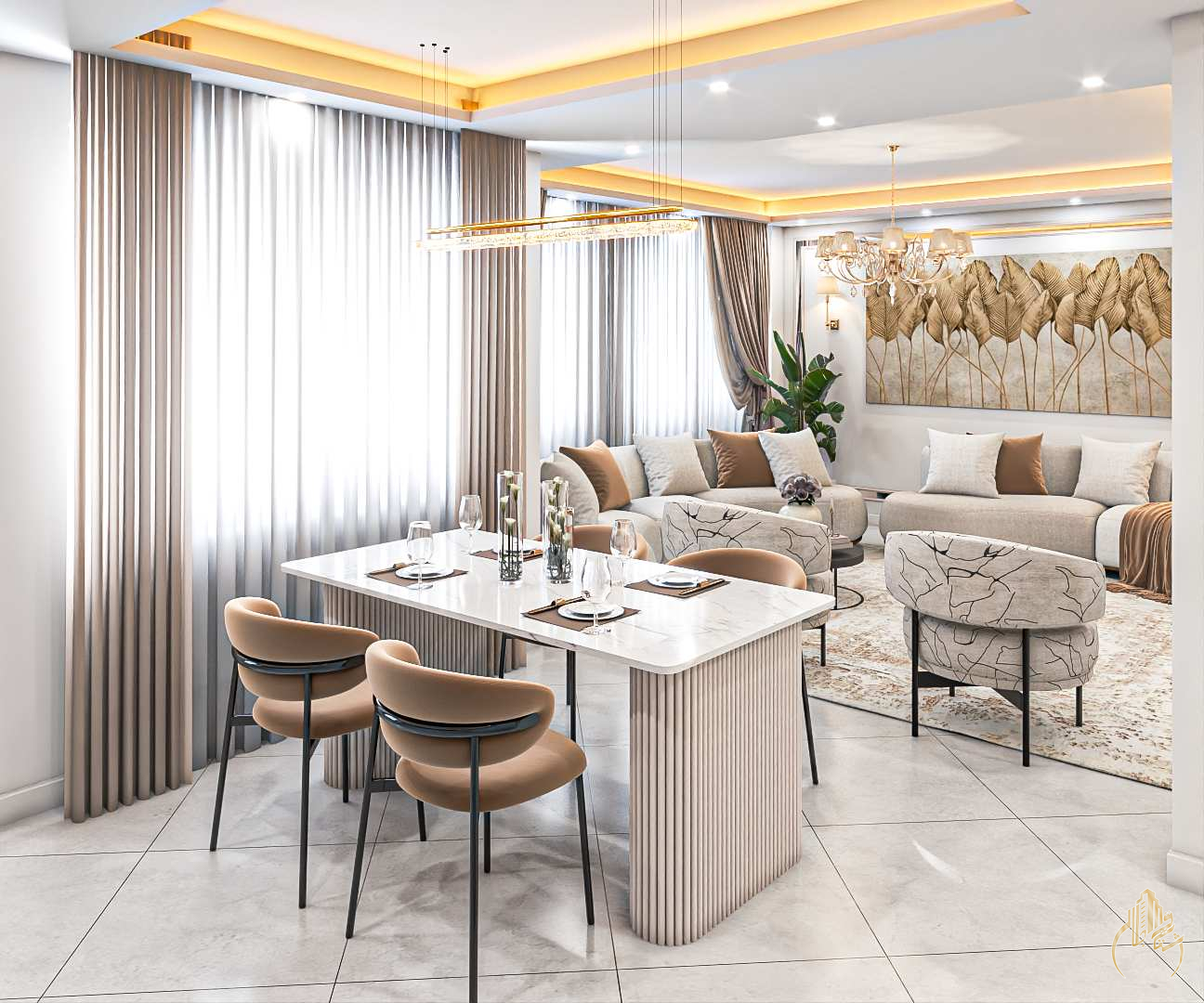 طراحی داخلی پذیرایی و نشیمن